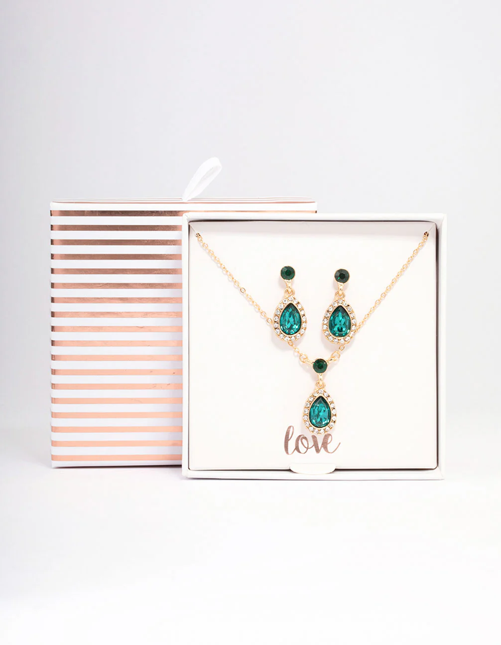 Gold Round & Pearl Halo Jewellery Set - Image 2