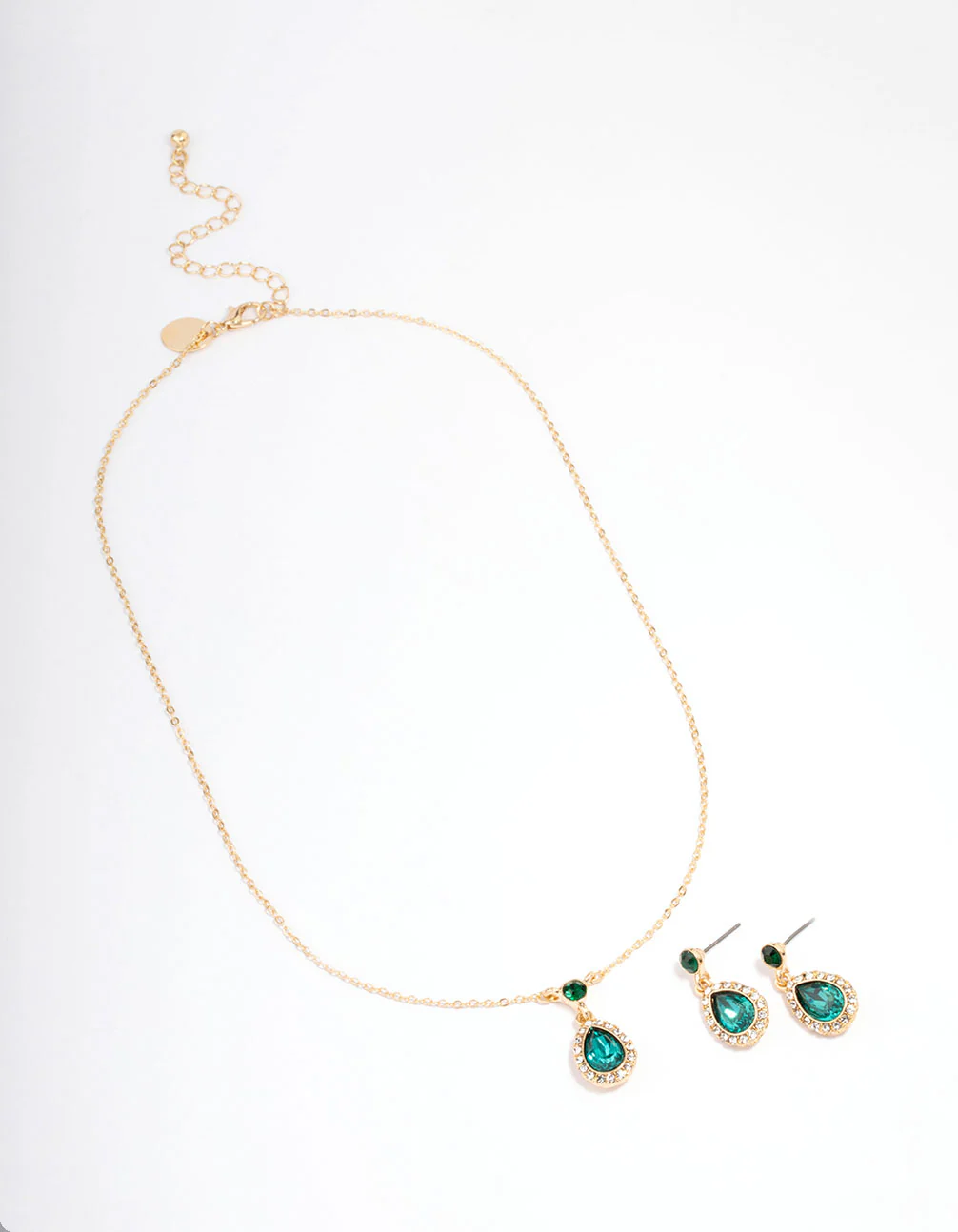Gold Round & Pearl Halo Jewellery Set - Image 3