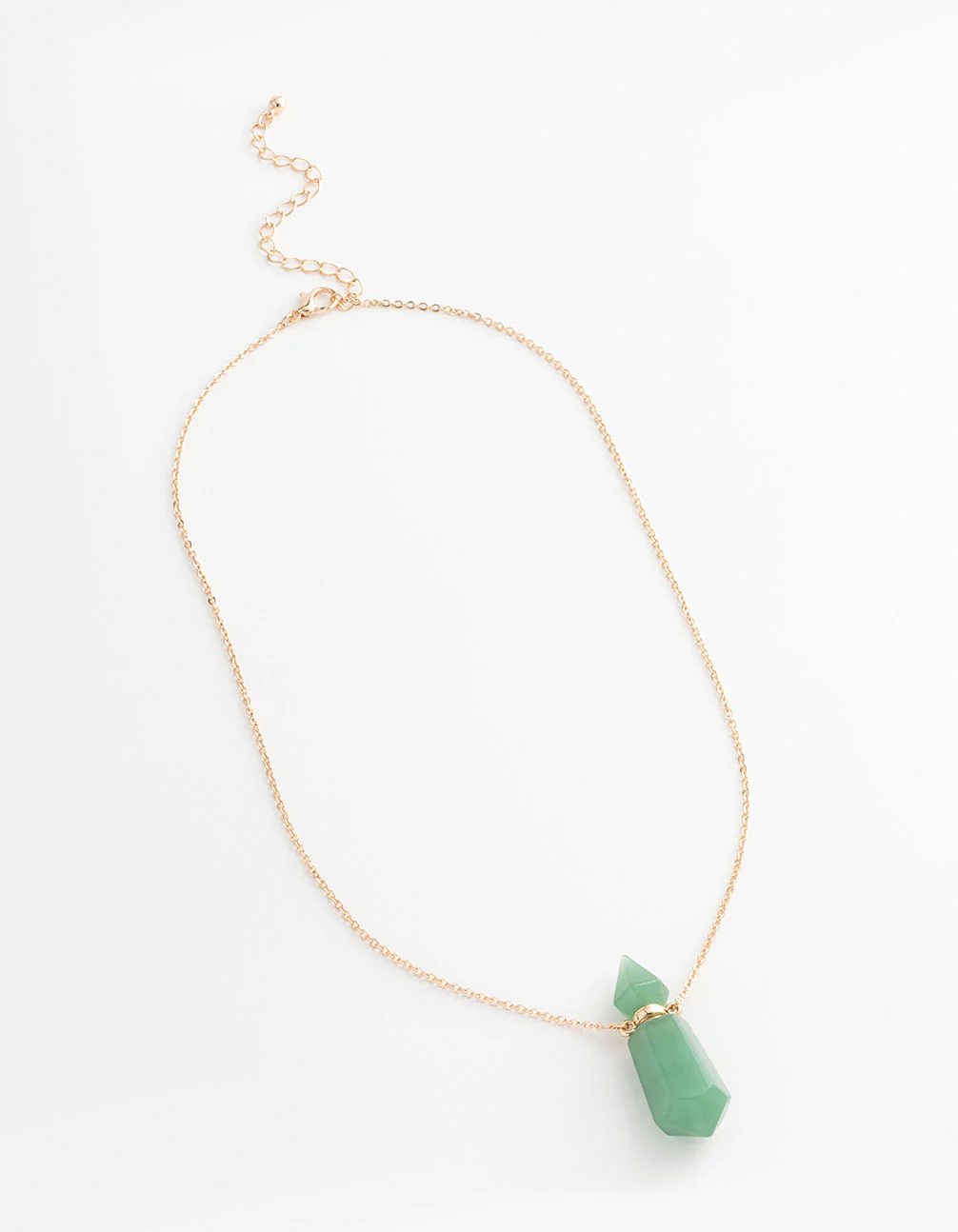Gold Green Semi-Precious Stone Bottle Necklace - Image 3