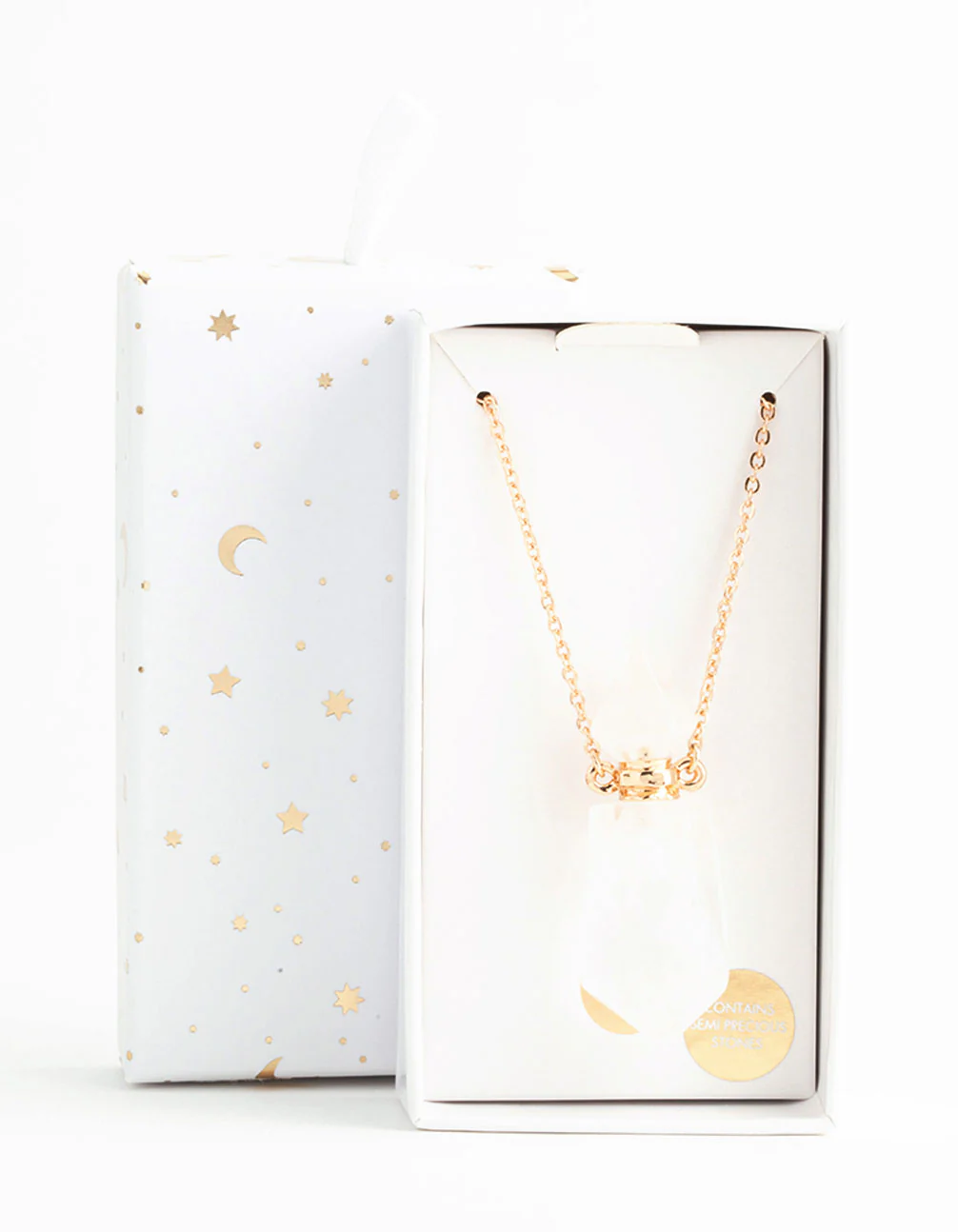 Gold Clear Quartz Semi-Precious Bottle Necklace - Image 2