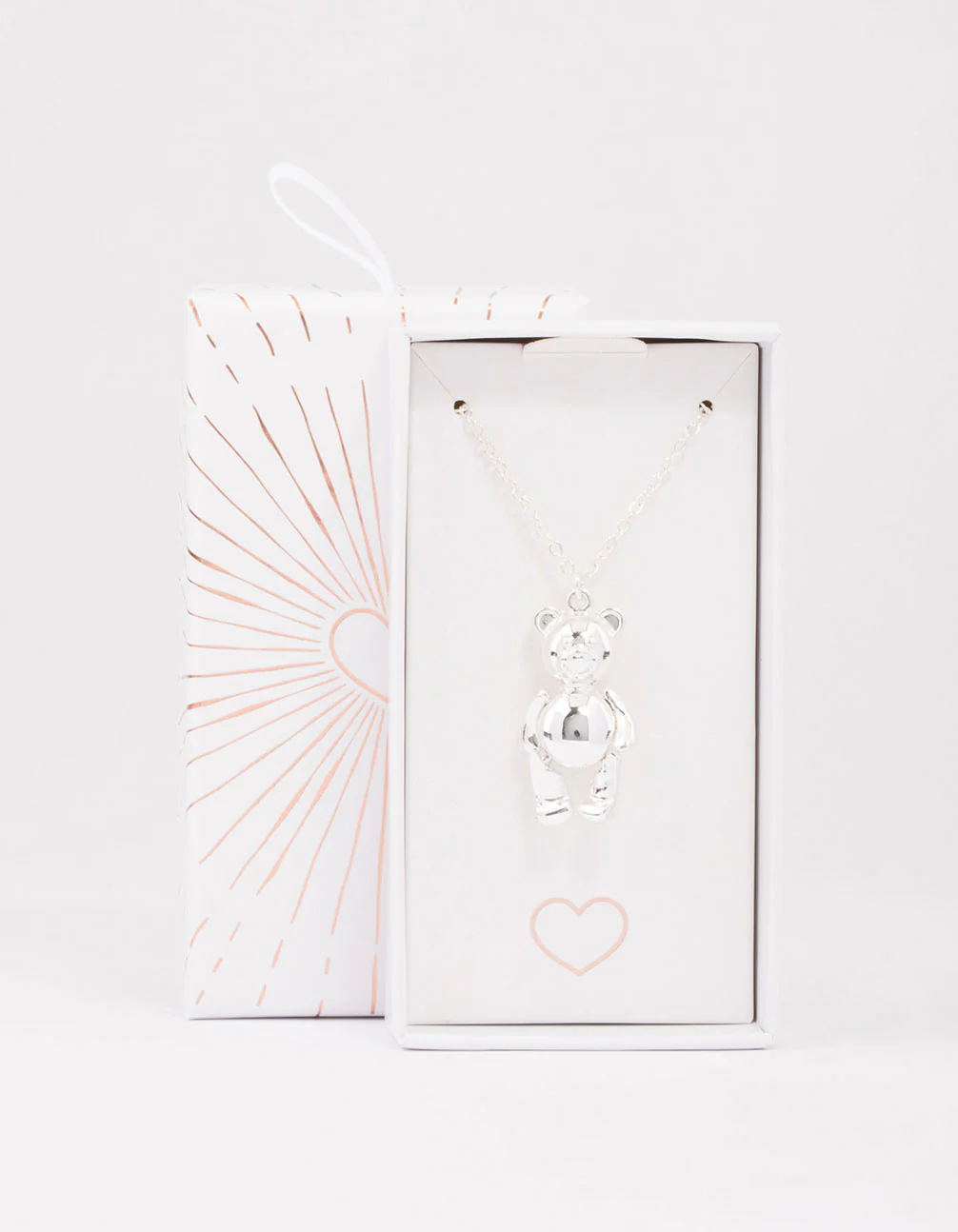 Silver Moving Teddy Bear Short Necklace - Image 2