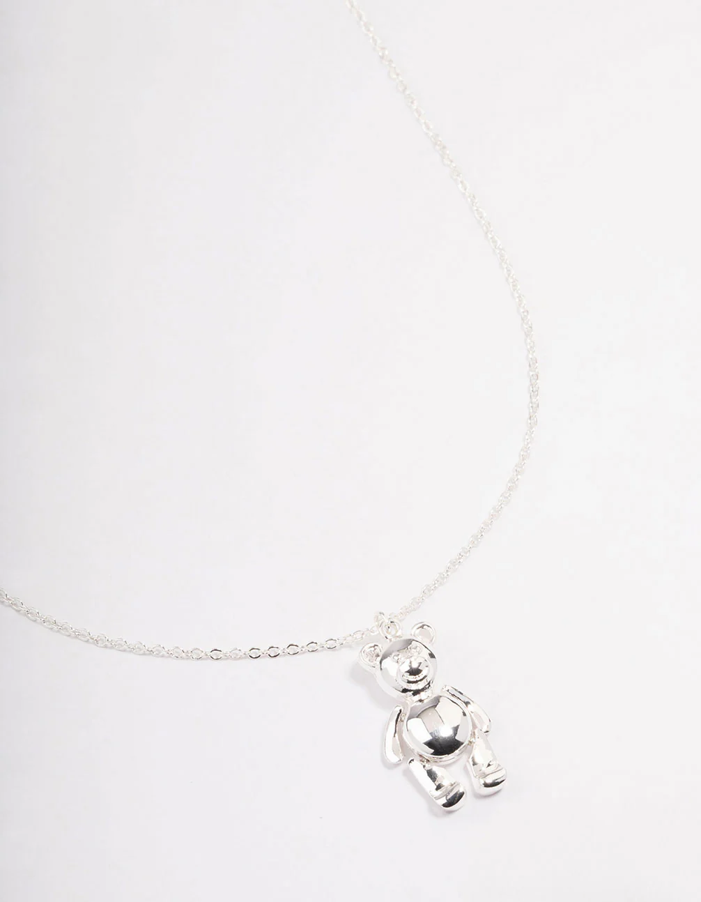 Silver Moving Teddy Bear Short Necklace - Image 3