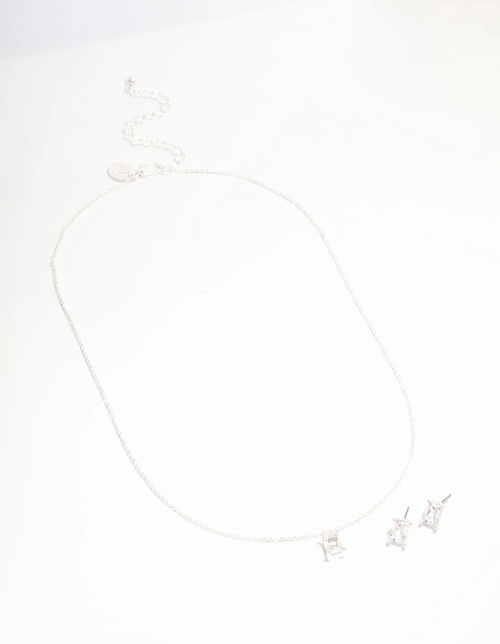Silver Plated Radiant Cubic Zirconia Necklace & Earrings Set - Image 3