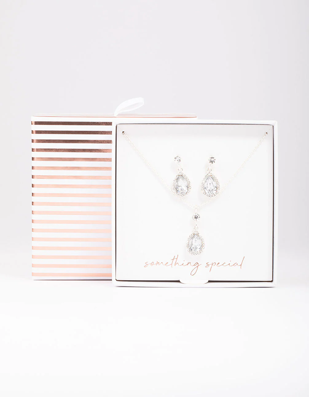 Silver Round & Pear Halo Jewellery Set - Image 2