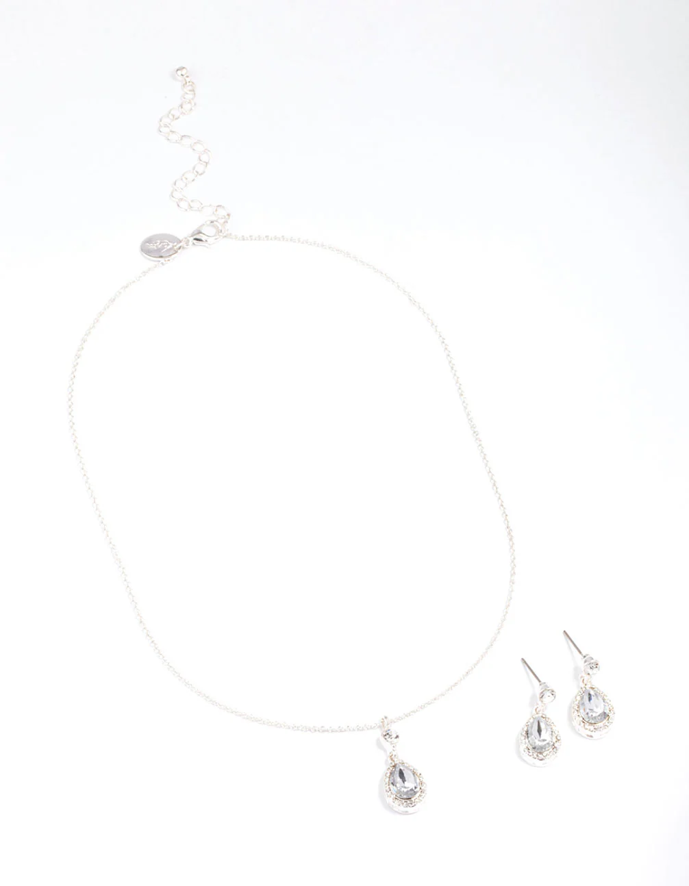 Silver Round & Pear Halo Jewellery Set - Image 3