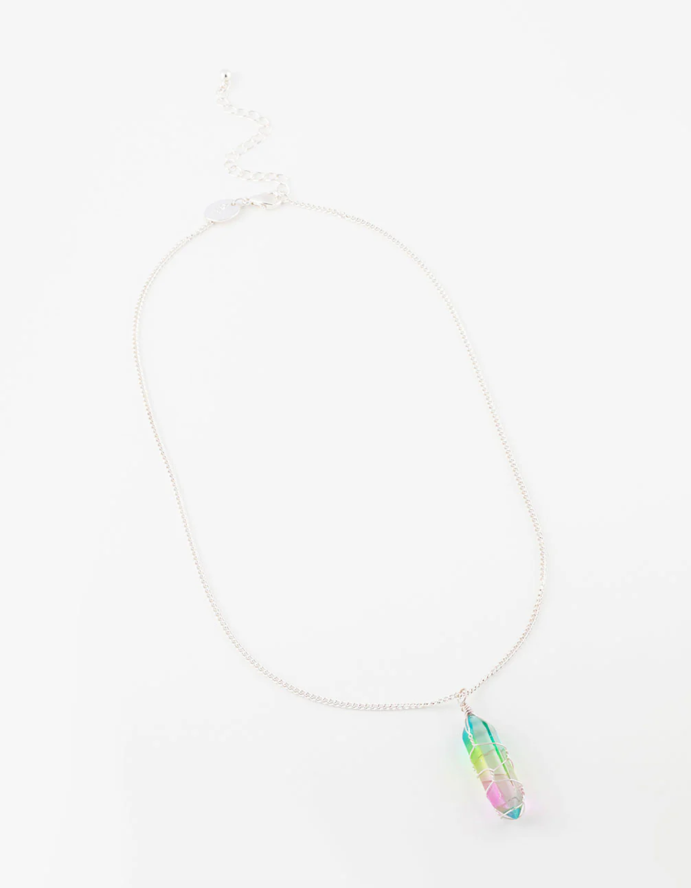 Silver Rainbow Wrapped Shard Necklace - Image 3