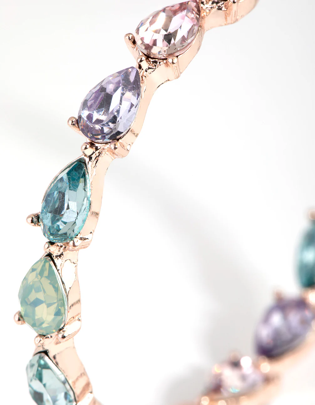 Rose Gold Pear Stone Hoop Earrings - Image 2