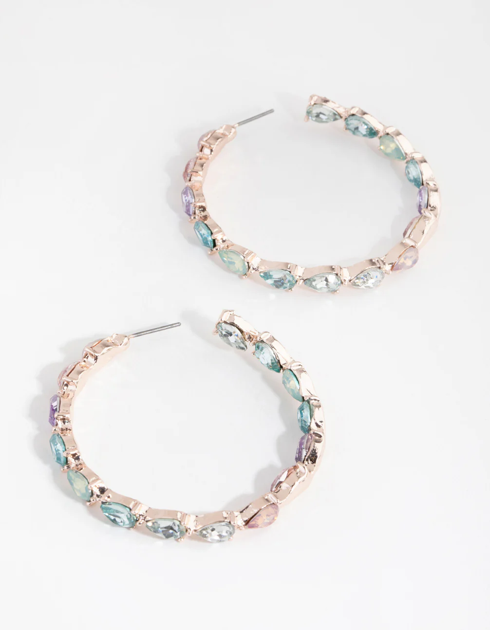 Rose Gold Pear Stone Hoop Earrings - Image 3