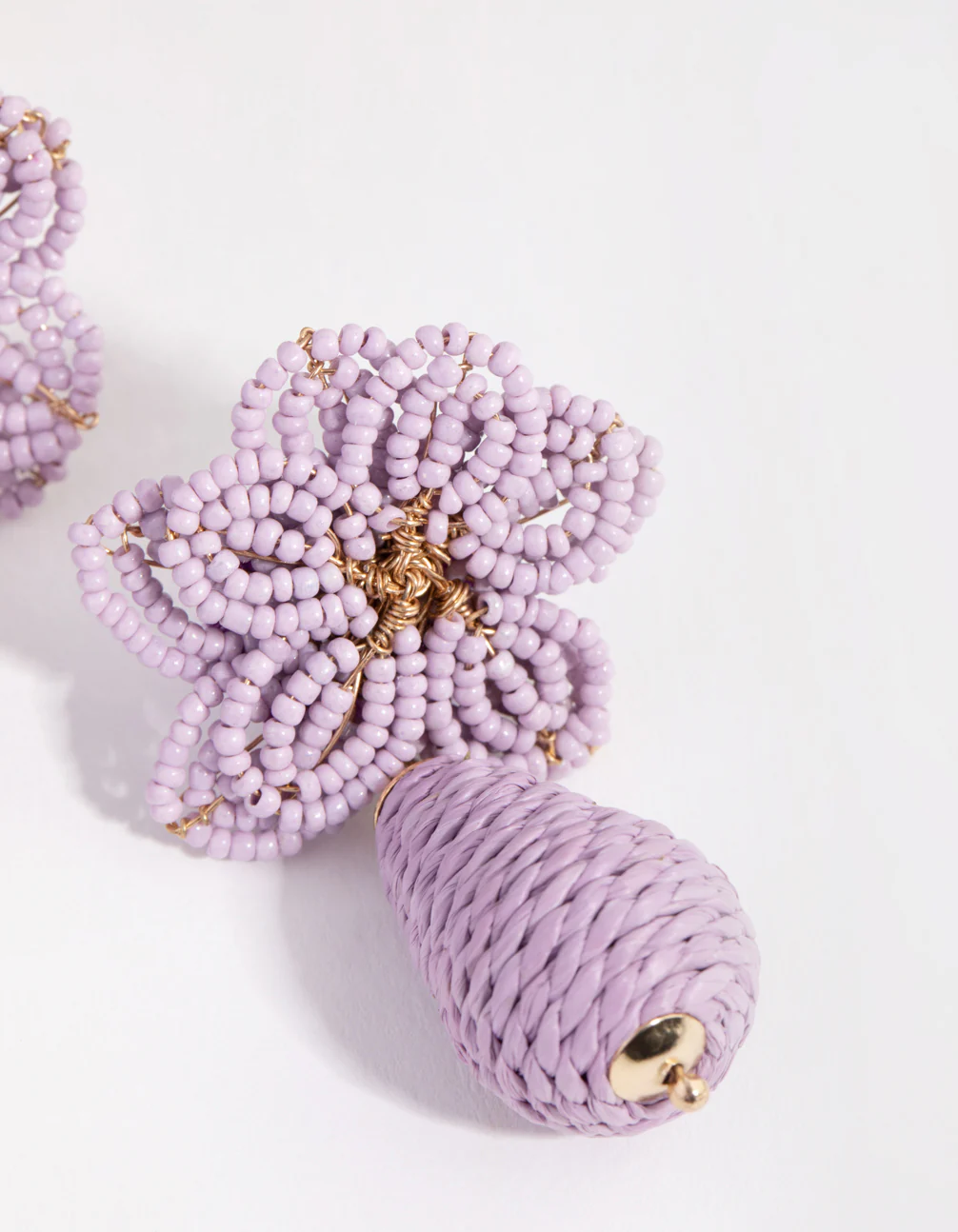 Seed Bead Flower Drop Earrings - Image 2