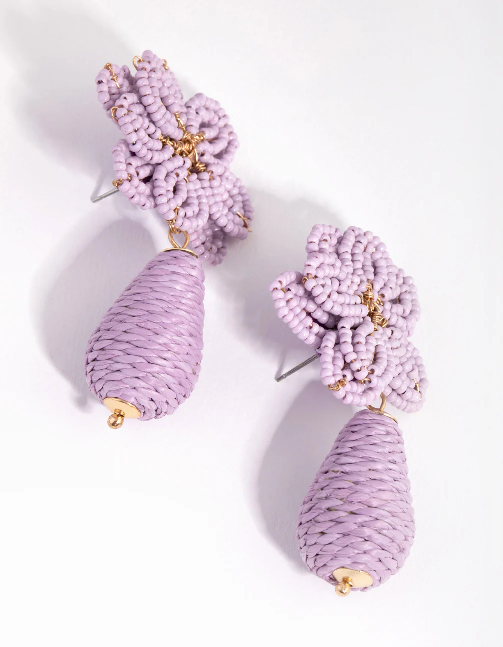 Seed Bead Flower Drop Earrings - Image 3