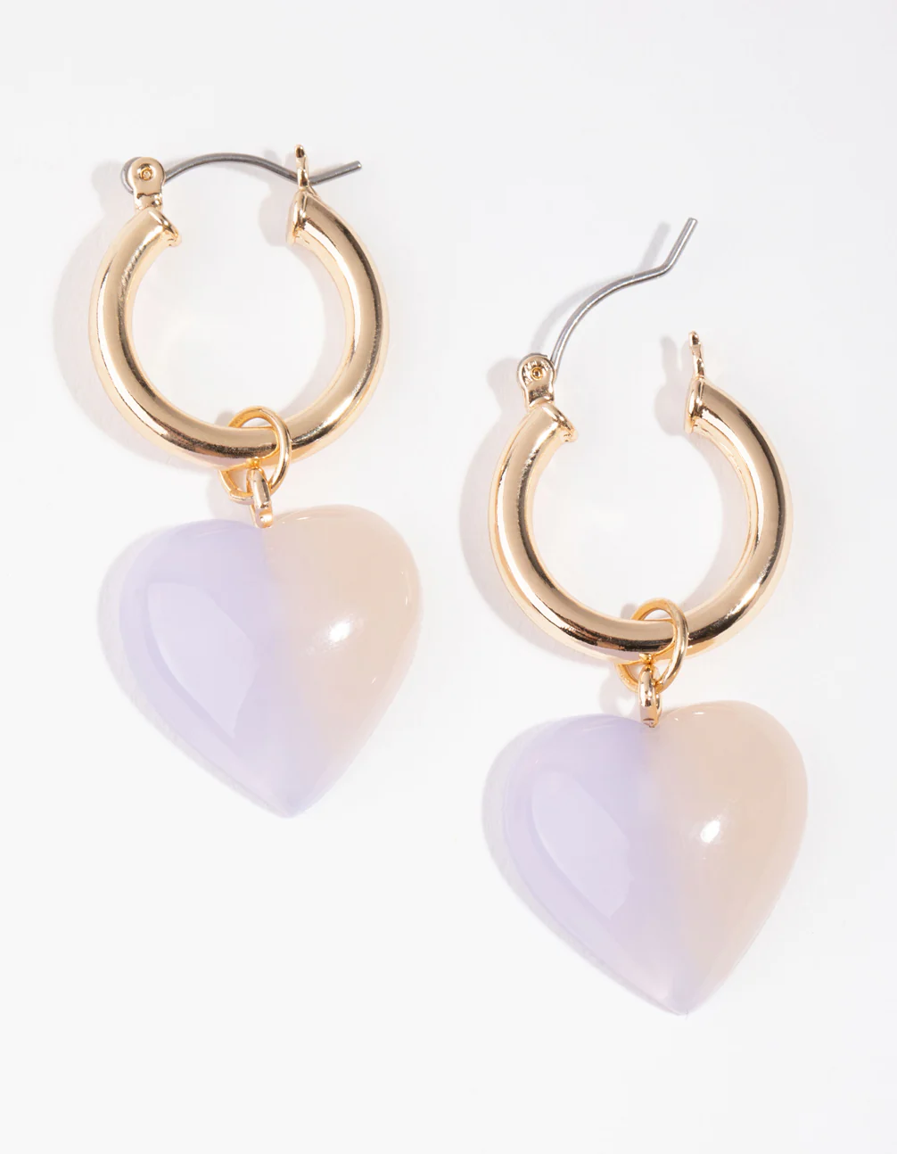 Gold Iridescent Heart Huggie Earrings - Image 2