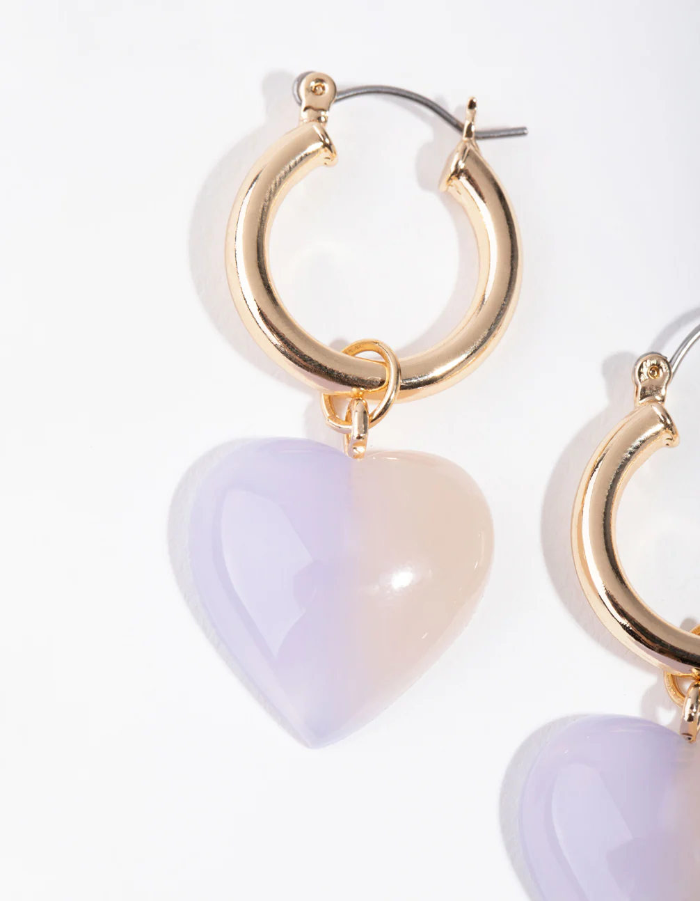 Gold Iridescent Heart Huggie Earrings - Image 3