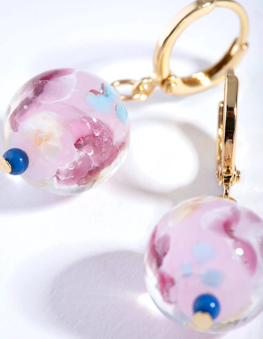 Gold Painted Bead Drop Earrings - Image 2