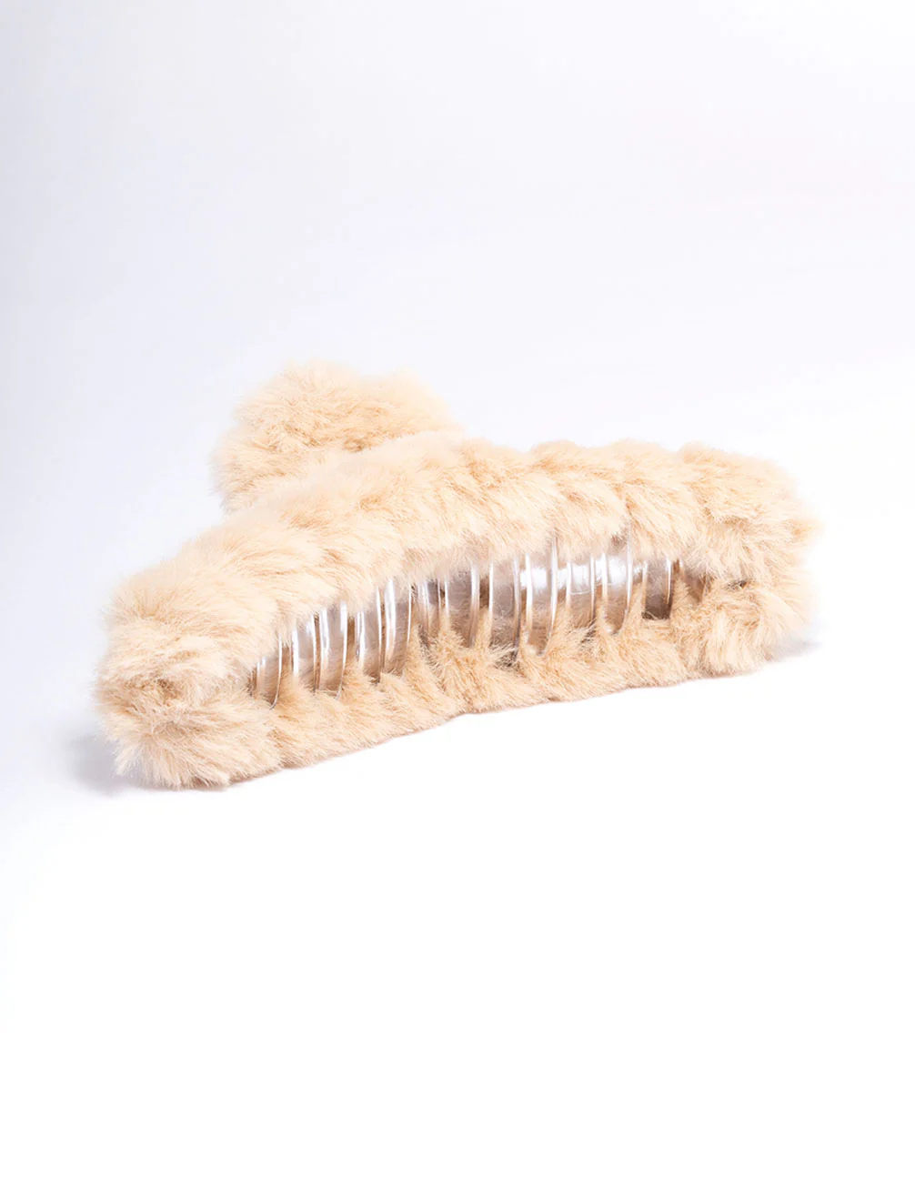 Neutral Faux Fur Hair Claw Clip - Image 2