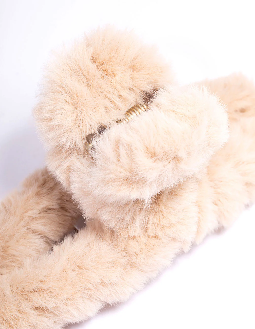 Neutral Faux Fur Hair Claw Clip - Image 3