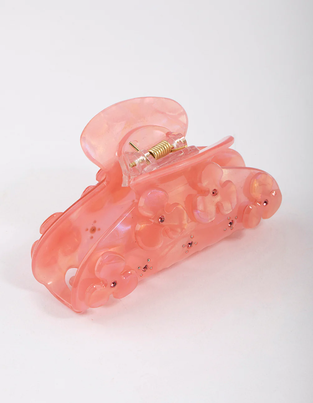 Pink Acrylic Flower Diamante Claw Clip - Image 2