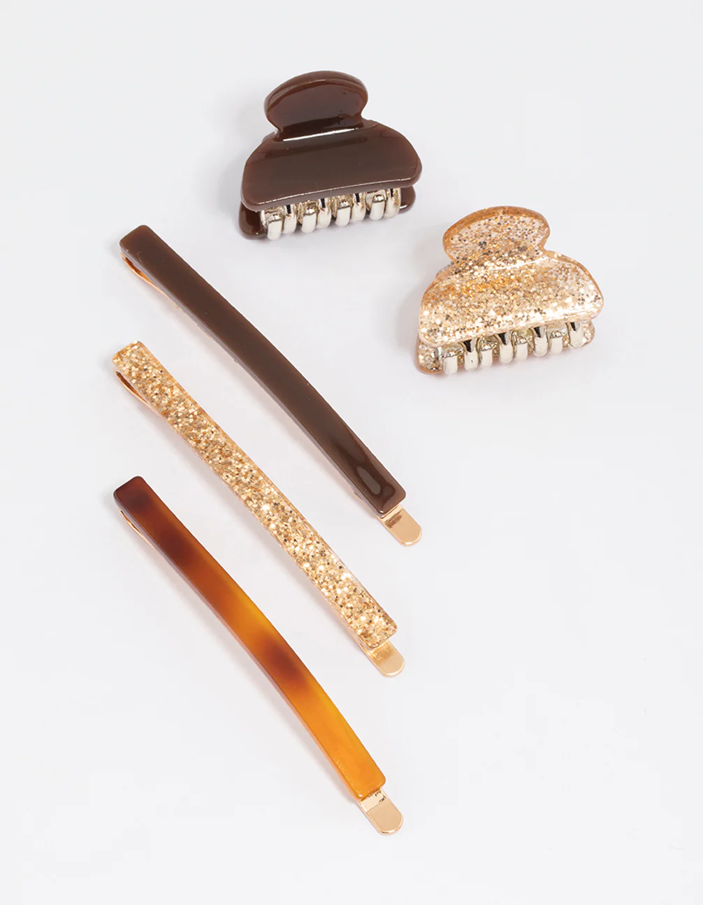Acrylic Brown Slide Claw Clip Pack - Image 2
