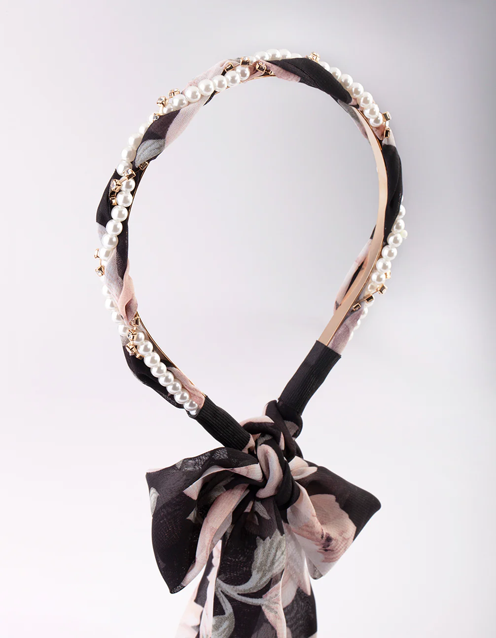 Twisted Diamante & Pearl Alice Band - Image 2
