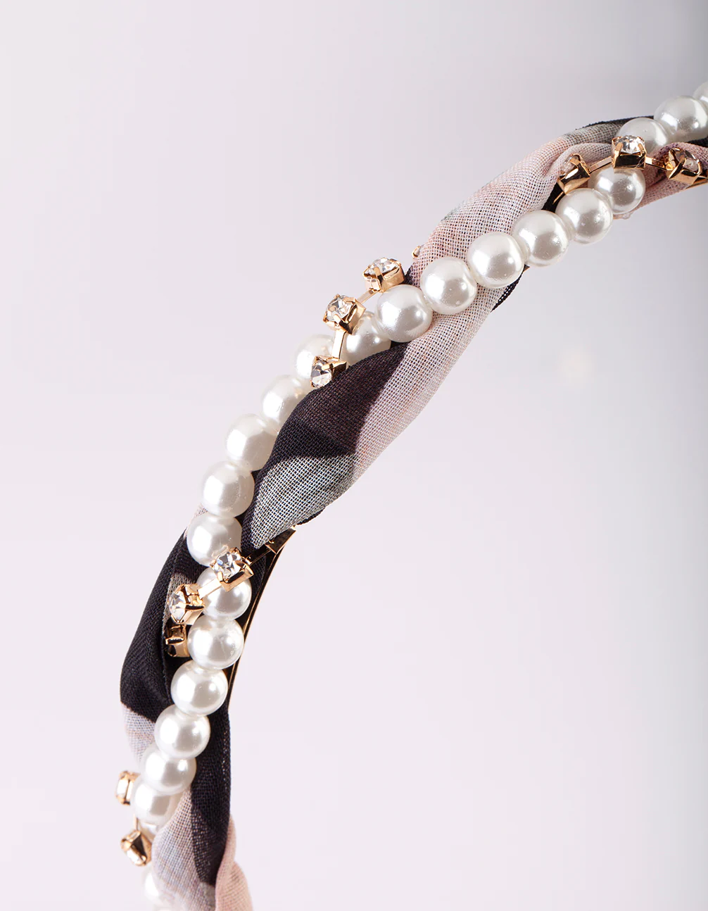 Twisted Diamante & Pearl Alice Band - Image 3