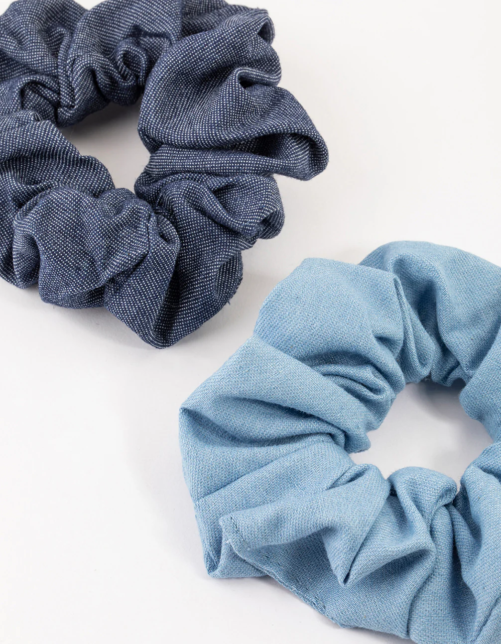 Fabric Blue Denim Hair Scrunchie Pack - Image 2