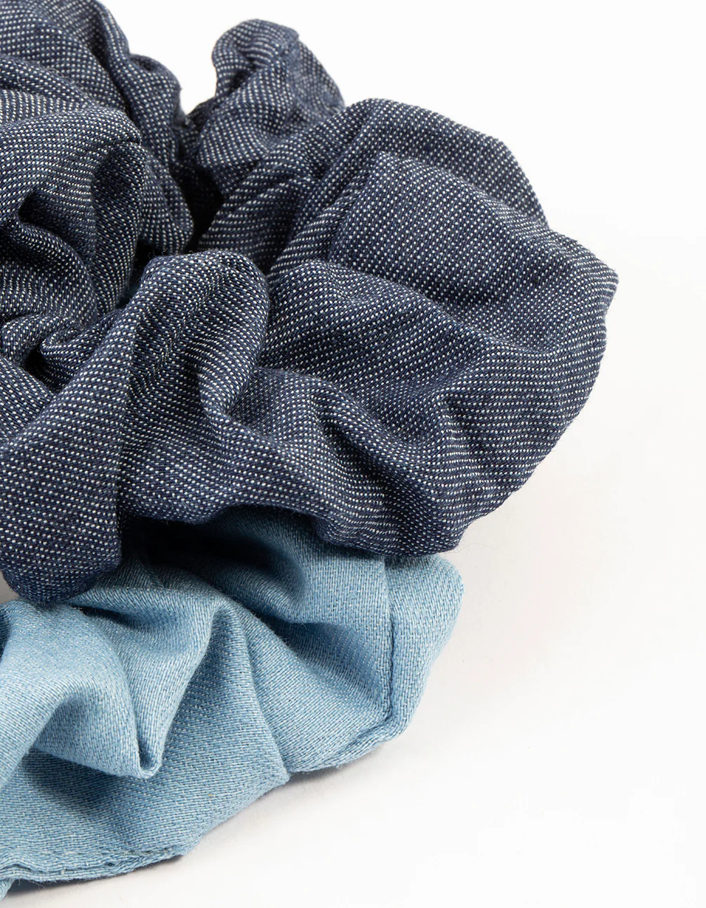 Fabric Blue Denim Hair Scrunchie Pack - Image 3