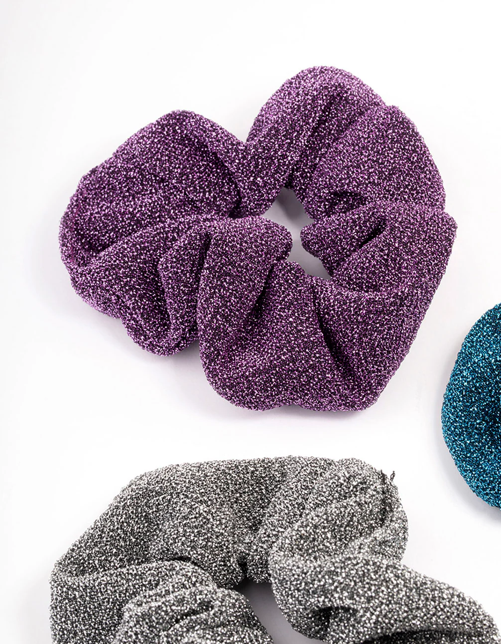 Fabric Glitter Hair Scrunchie 3-Pack - Image 2