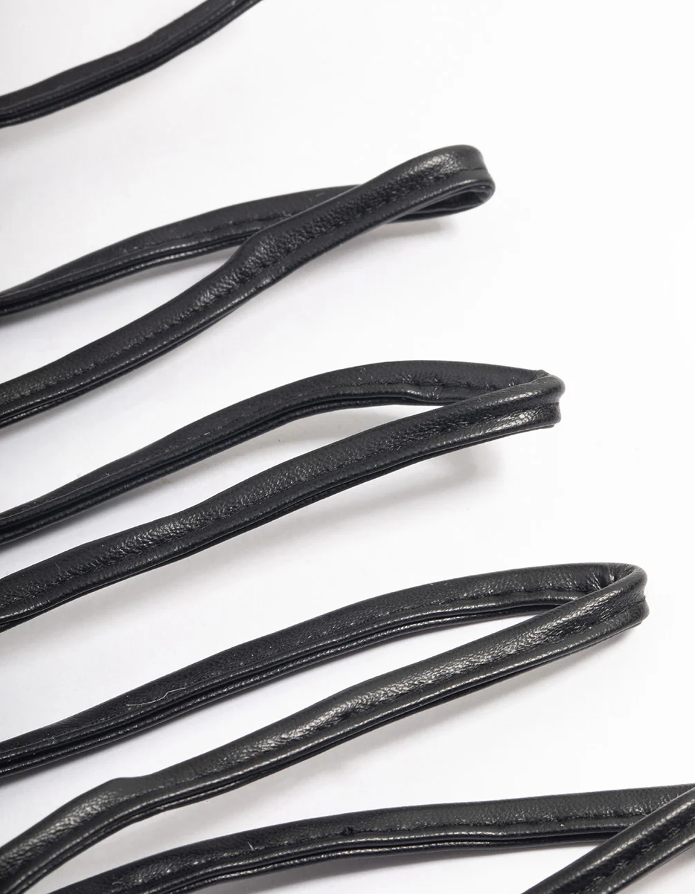 Black Faux Leather Wrap Ponytail Clip - Image 3