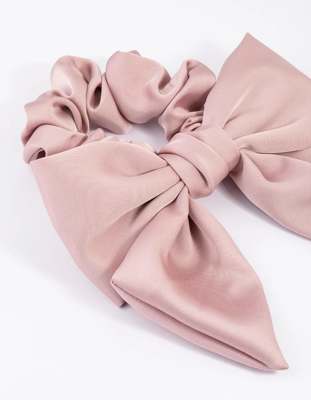 Fabric Relaxed Medium Satin Bow Scrunchie - Image 2
