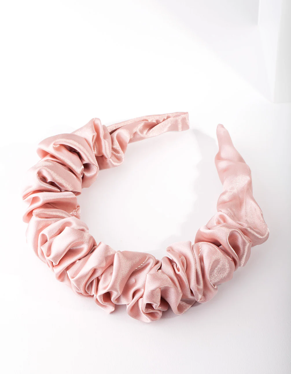 Pink Satin Scrunch Headband - Image 3