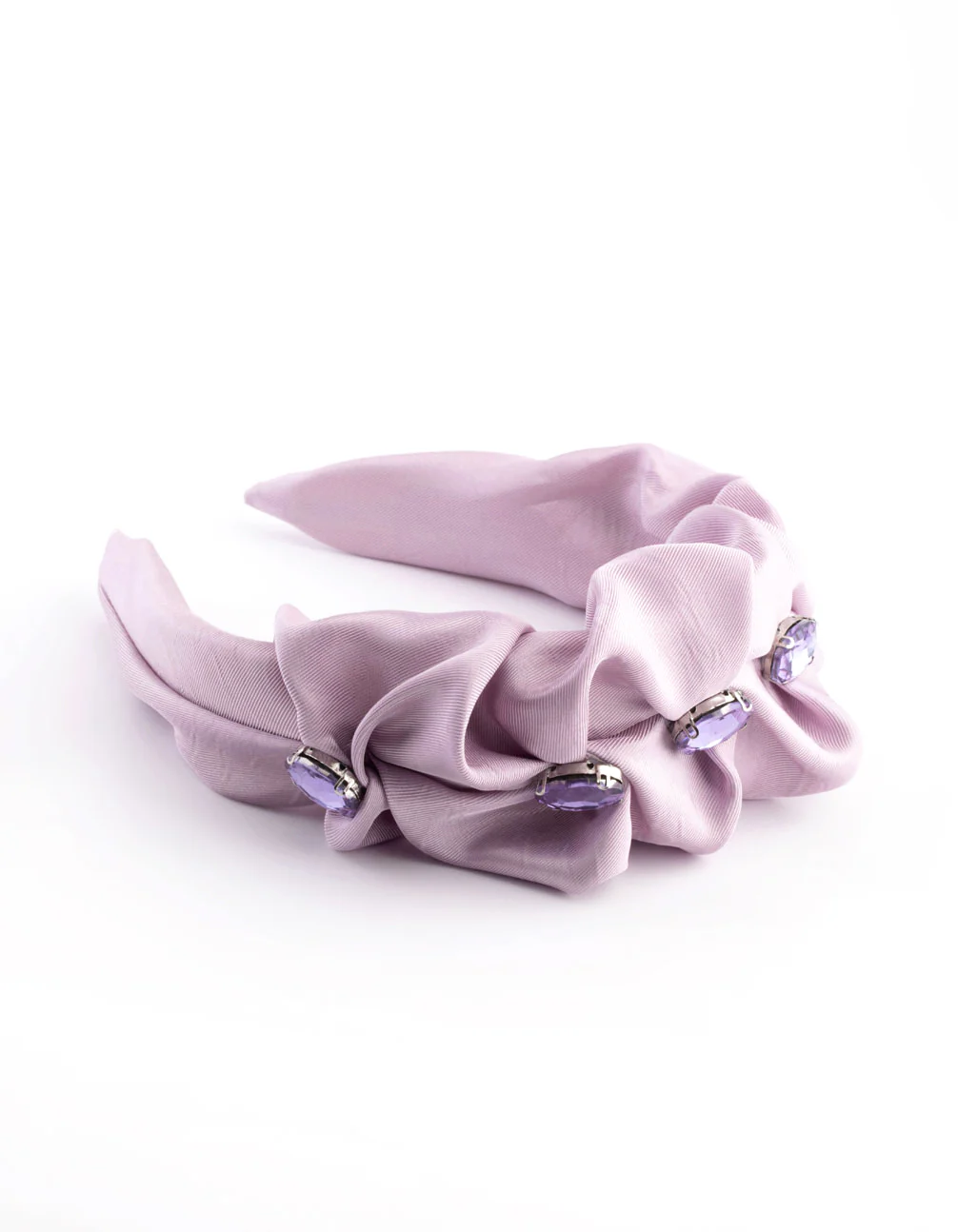 Fabric Scrunch Detail Diamante Headband - Image 5