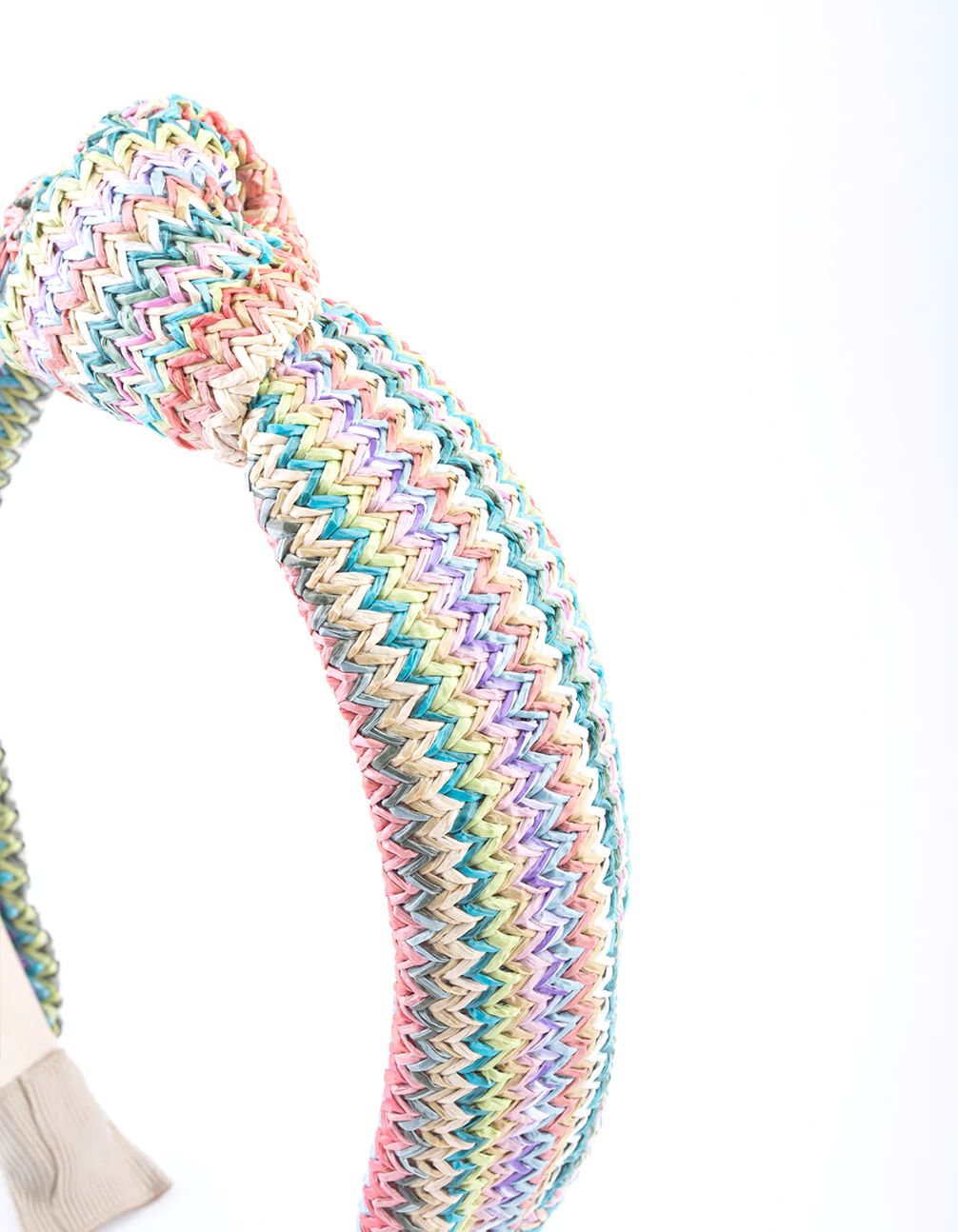 Multi-coloured Fabric Woven Knot Headband - Image 2