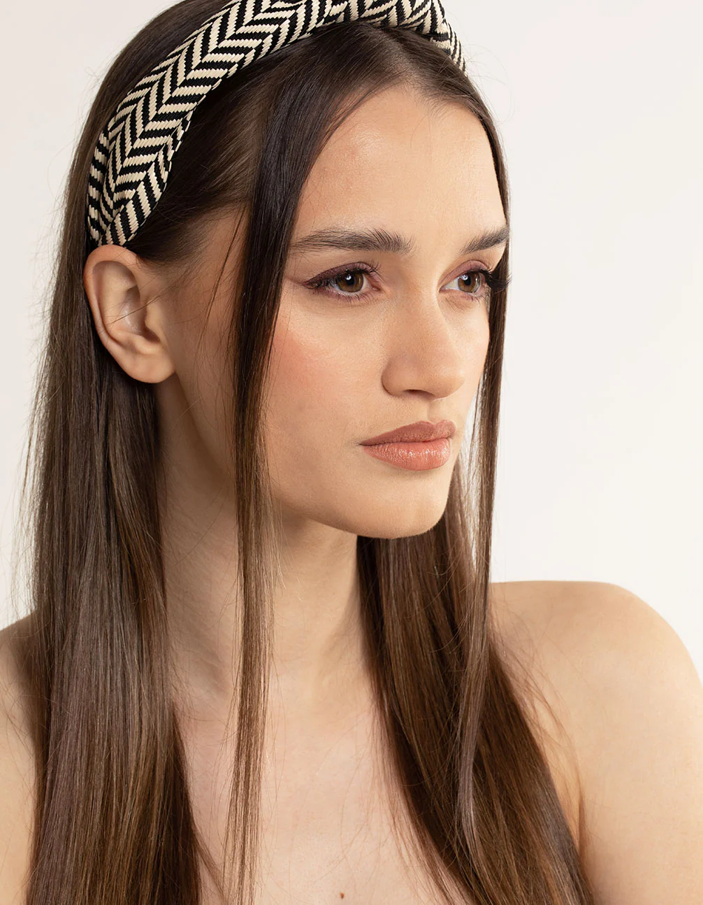Black & White Fabric Woven Print Fabric Headband - Image 3