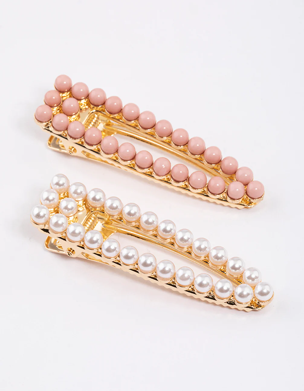 Pearl Beaded Snap Hair Clips Pack - Image 2
