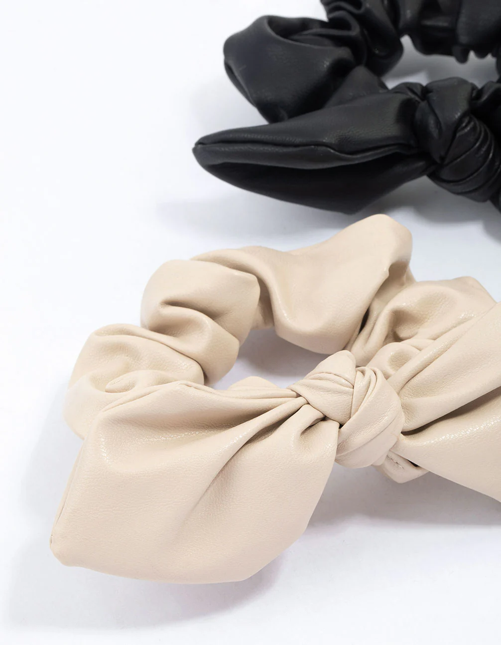 Faux Leather Large Bow Hair Scrunchie Pack - Image 2