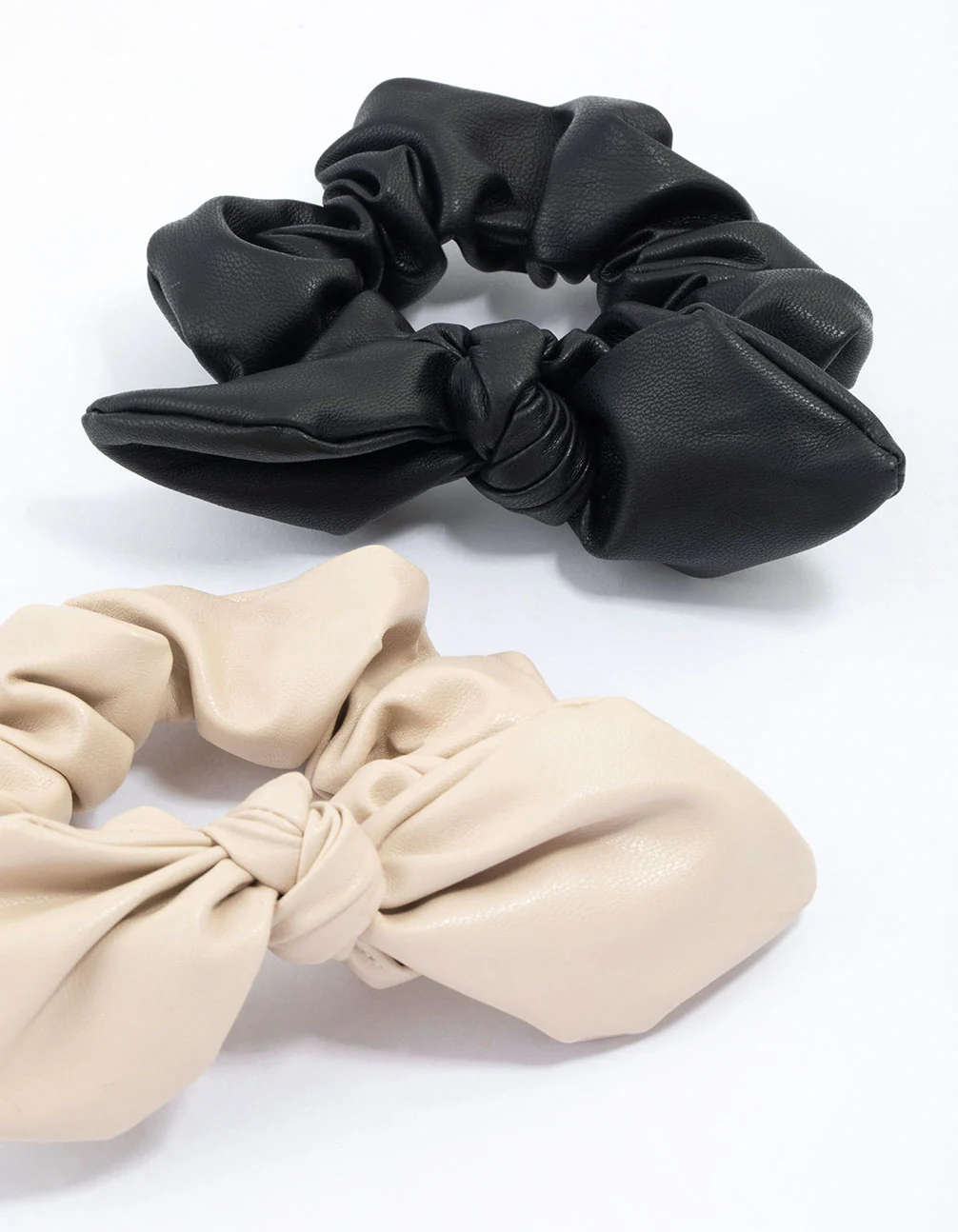Faux Leather Large Bow Hair Scrunchie Pack - Image 3