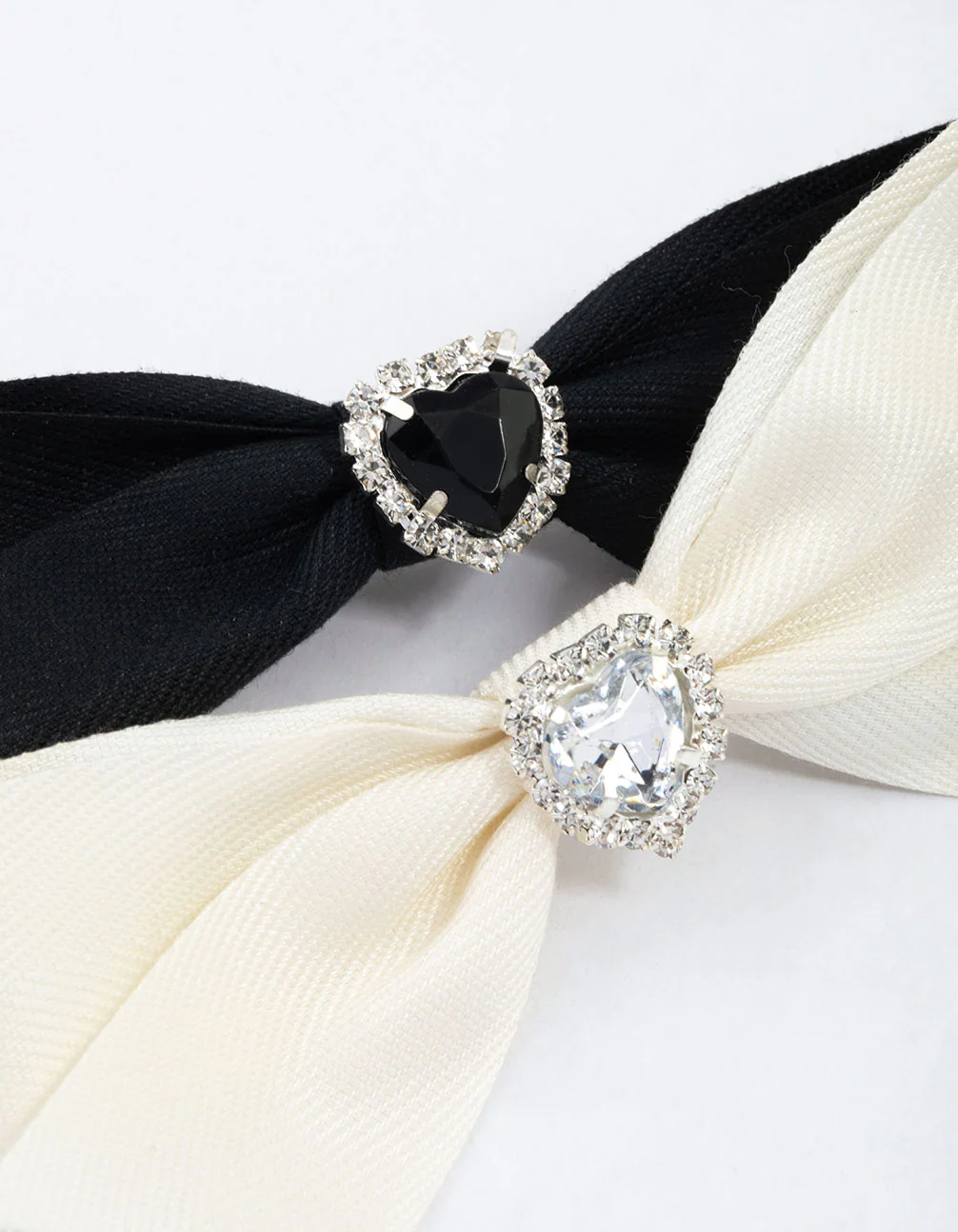 Silver Bling Heart Bow Hair Clip Pack - Image 2