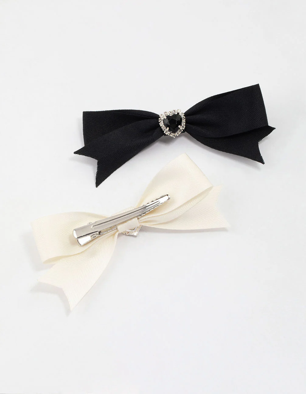 Silver Bling Heart Bow Hair Clip Pack - Image 3