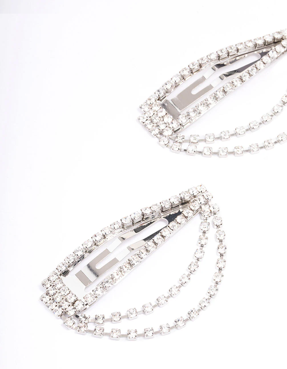 Rhodium Drape Cup Chain Hair Clip Pack - Image 2