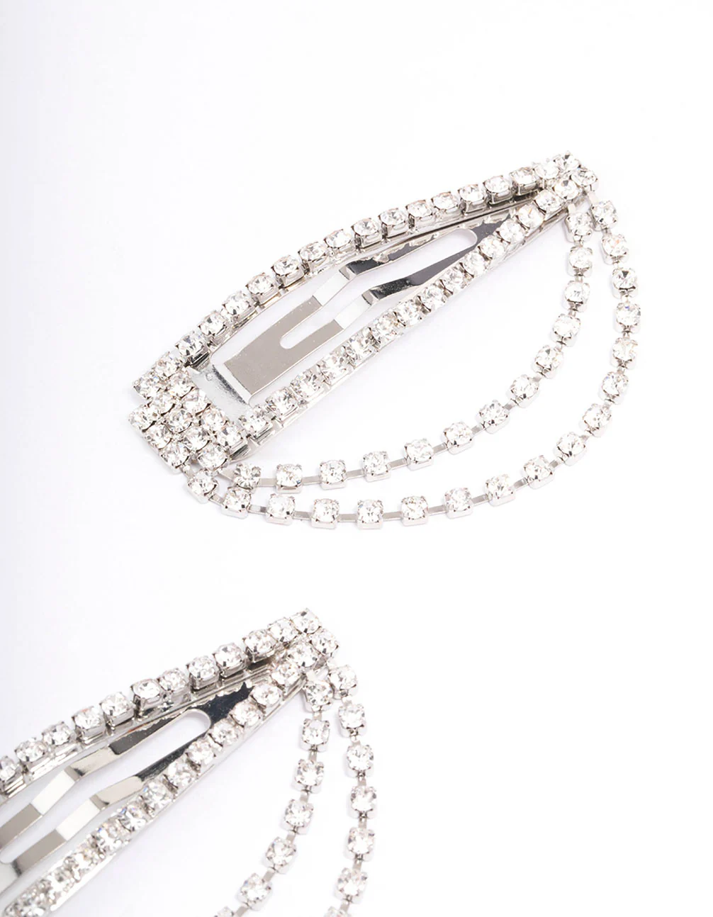 Rhodium Drape Cup Chain Hair Clip Pack - Image 3