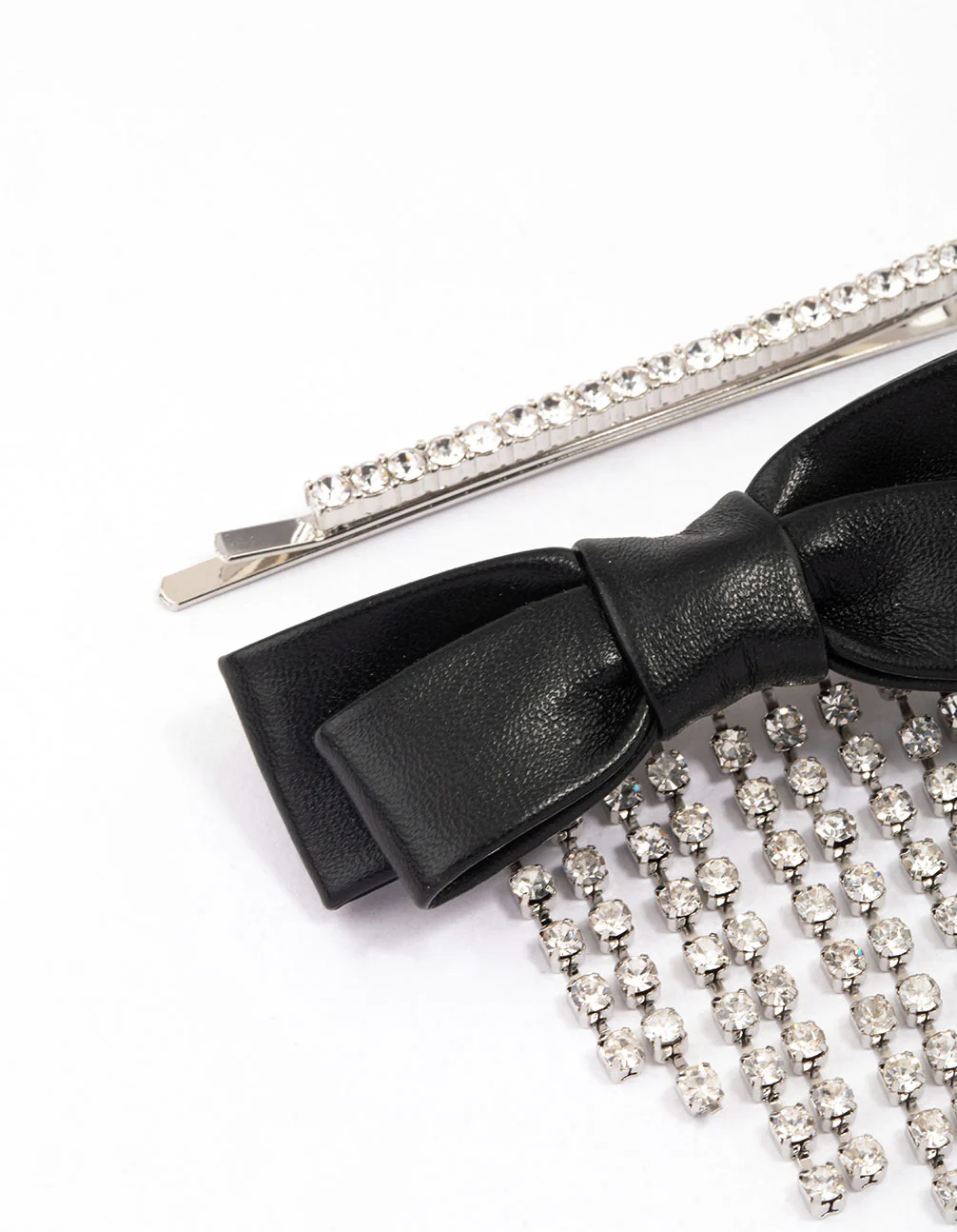 Silver Fringe Bow Hair Clip Pack - Image 2
