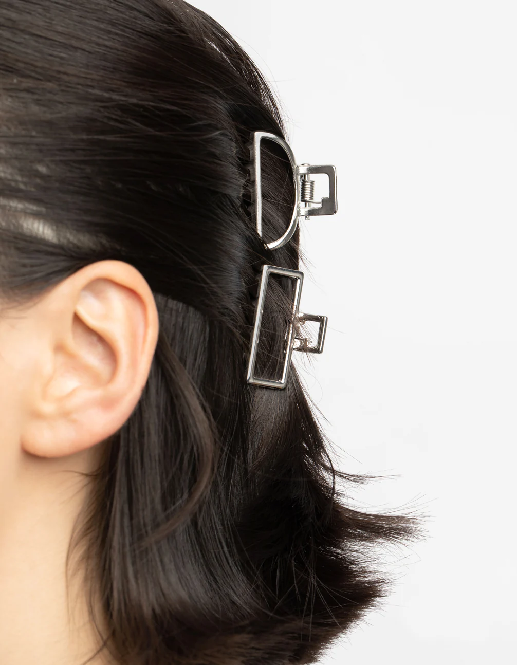 Silver Mixed Shape Small Hair Claw Clip 4-Pack - Image 2