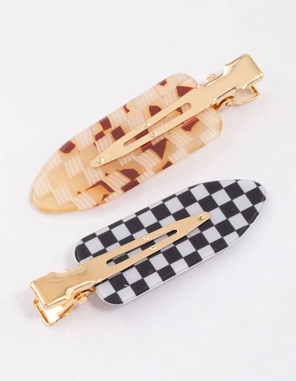 Gold Checkered Creaseless Hair Clips 4-Pack - Image 2
