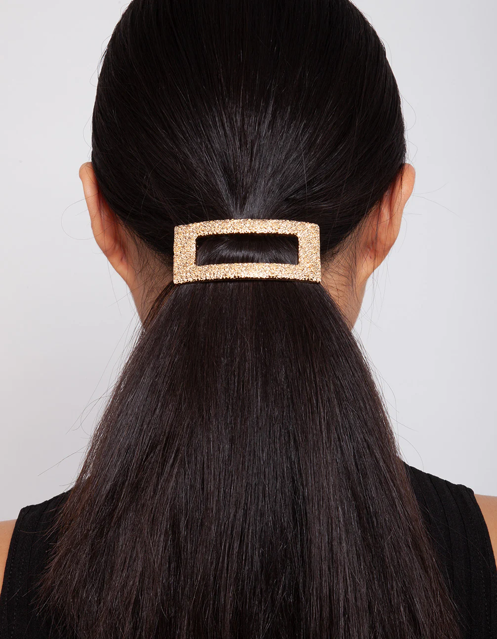 Gold Cut-Out Rectangle Texture Hair Clip - Image 2