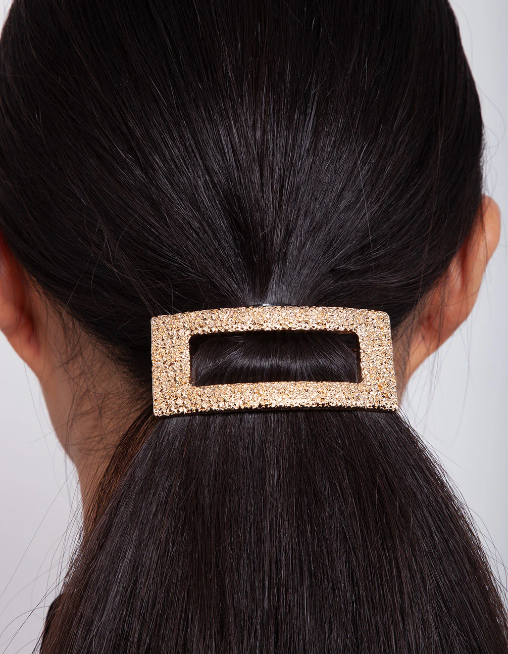 Gold Cut-Out Rectangle Texture Hair Clip - Image 3
