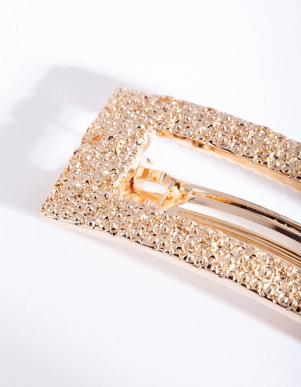 Gold Cut-Out Rectangle Texture Hair Clip - Image 4