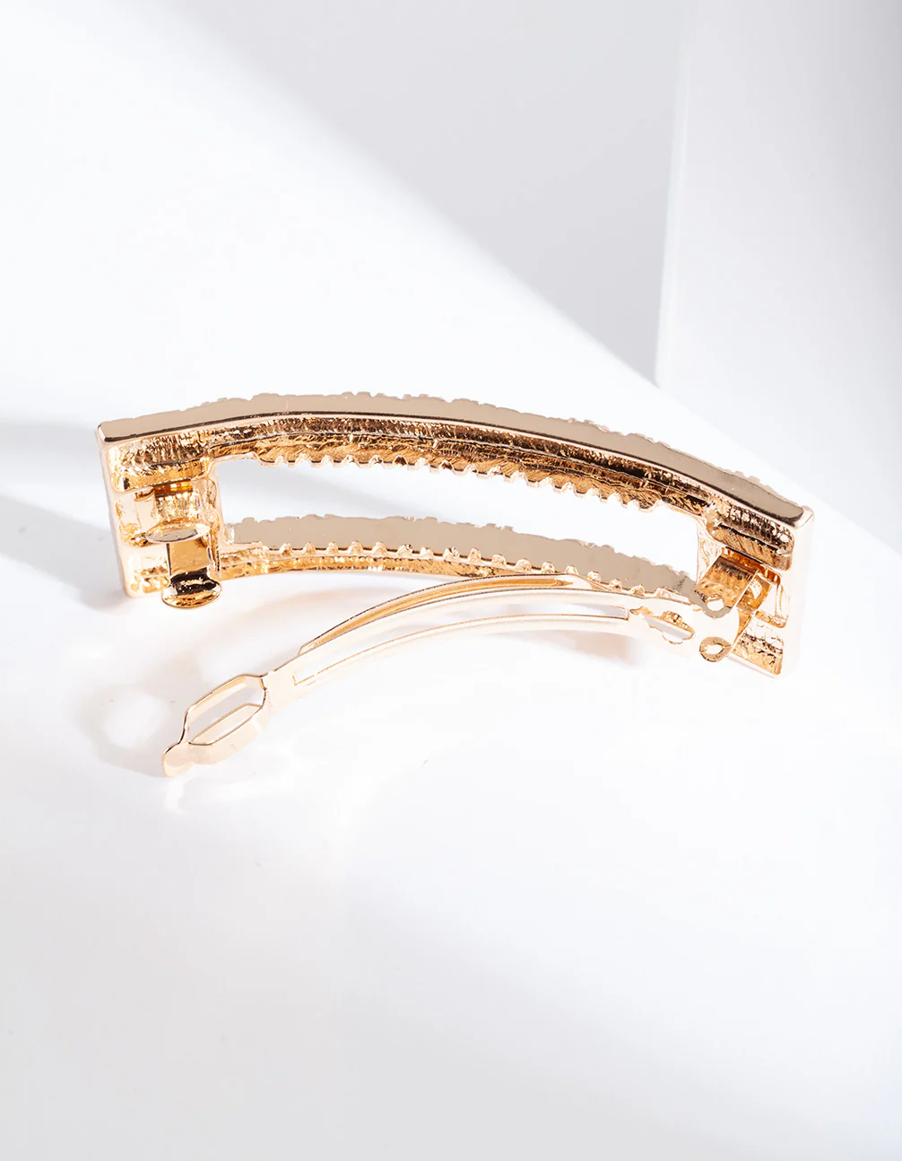 Gold Cut-Out Rectangle Texture Hair Clip - Image 5