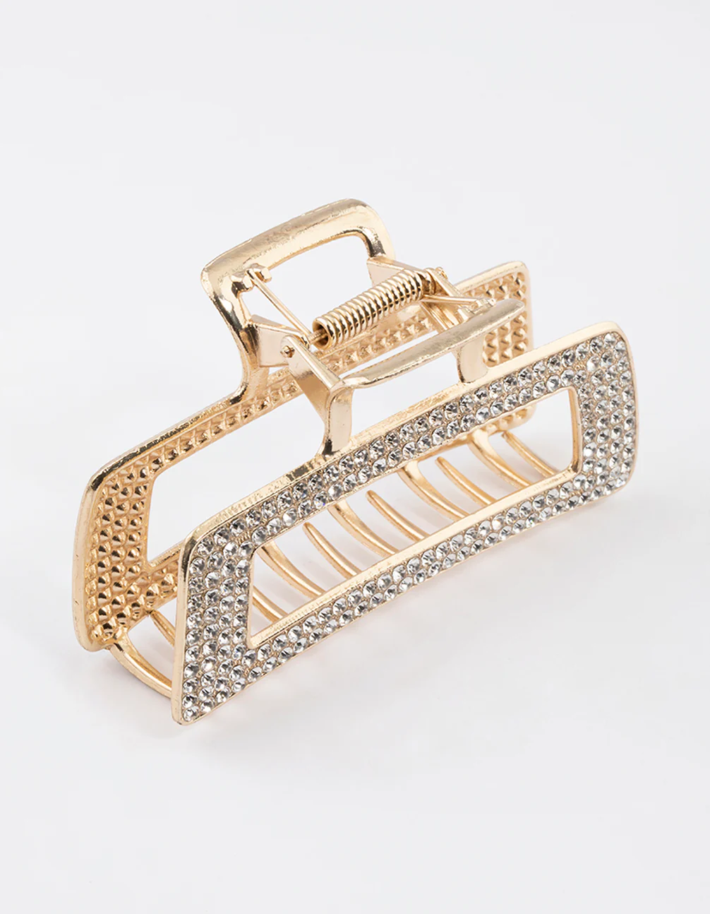 Gold Dazzling Rectangle Hair Claw Clip - Image 2