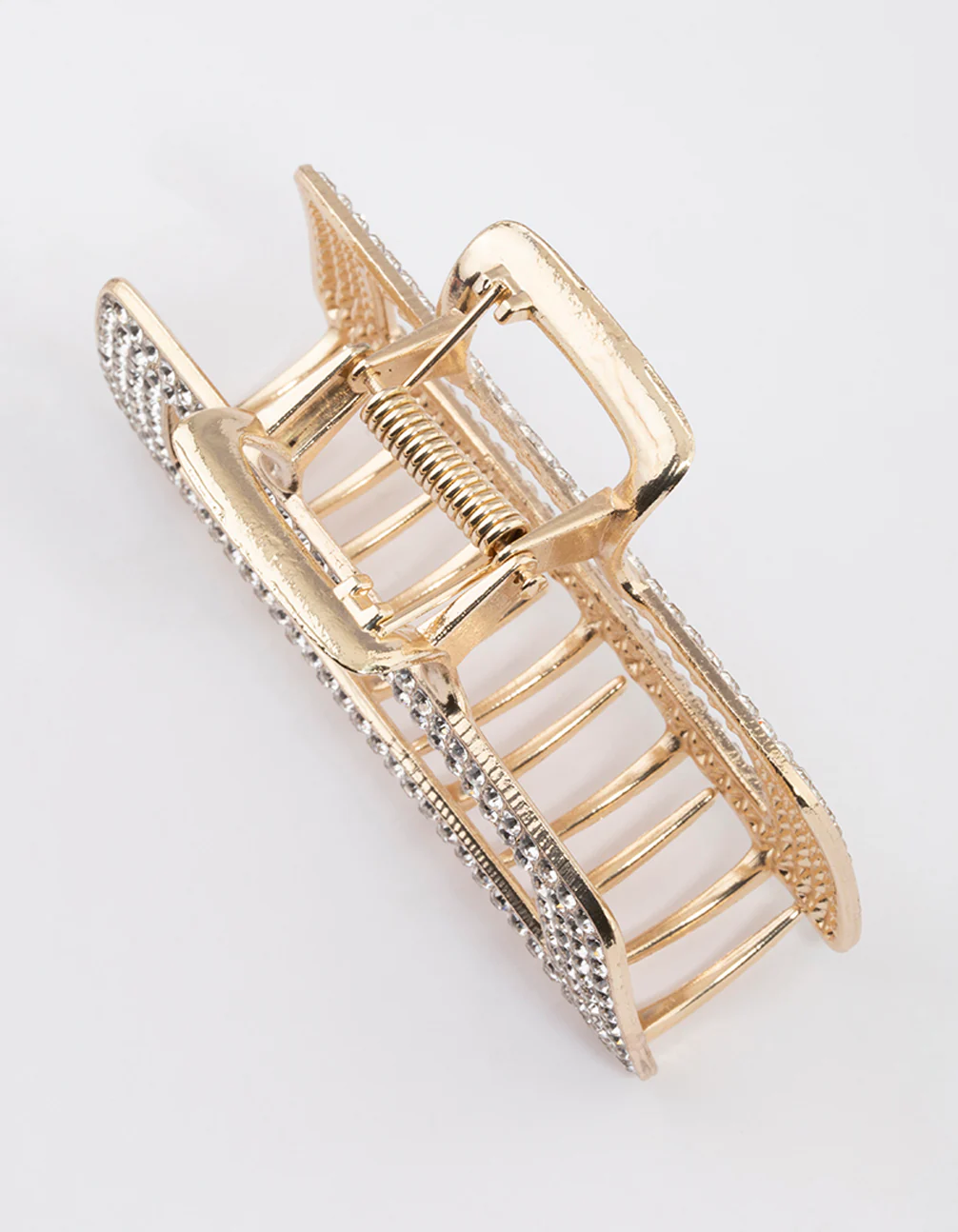 Gold Dazzling Rectangle Hair Claw Clip - Image 3