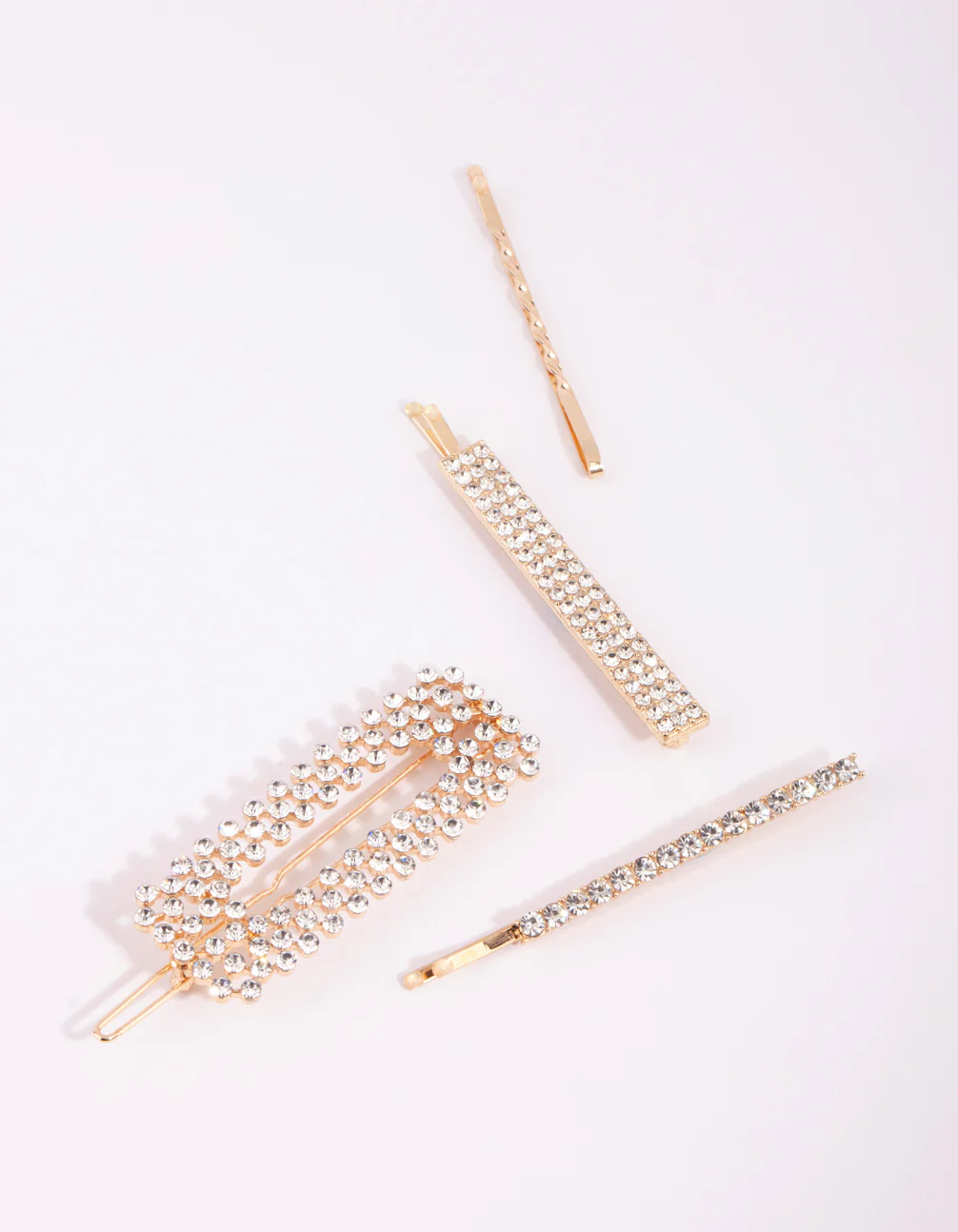 Gold Mixed Diamante Clip 4-Pack - Image 2