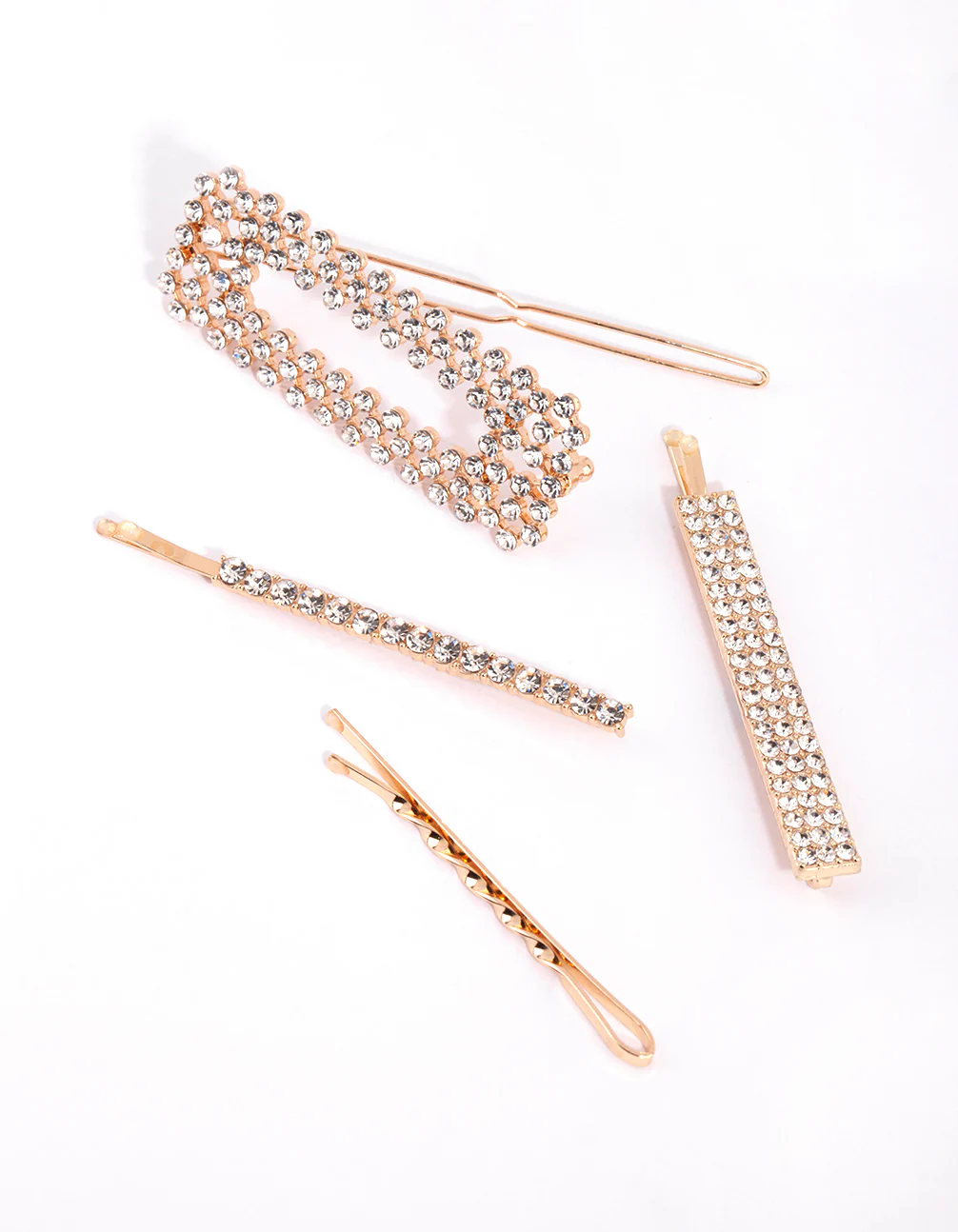 Gold Mixed Diamante Clip 4-Pack - Image 3